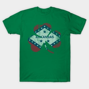 Arkansas Flag Irish Shamrock St Patrick's Day T-Shirt